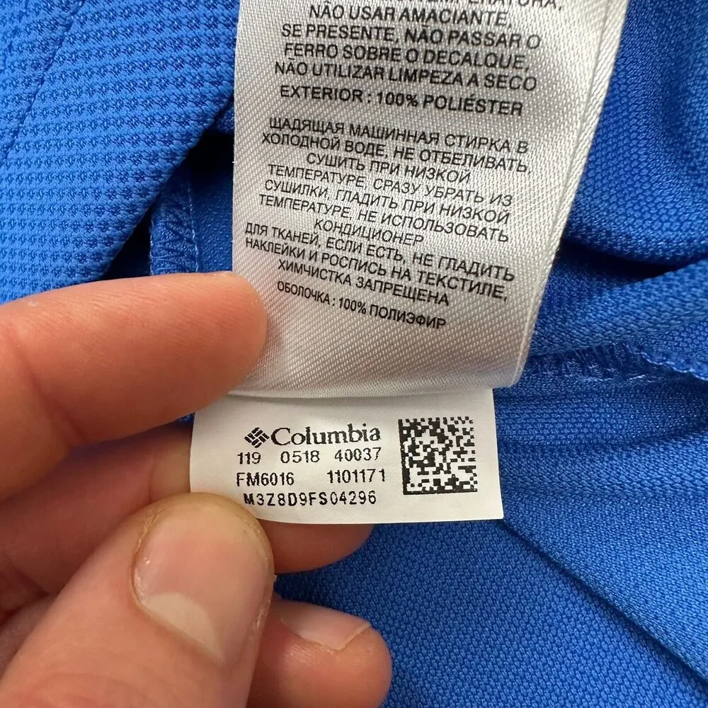 Columbia PFG Omni Shade Perfect Cast Polo Shirt Mens XL Blue Short Sleeve Fish